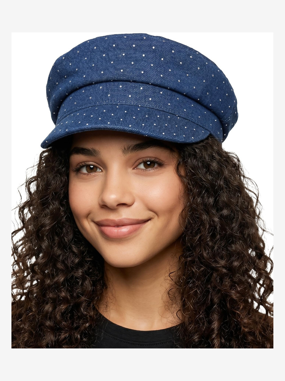 Greek Fisherman Newsboy Cap, Cotton Captains | Rhinestone, Denim | Size OS